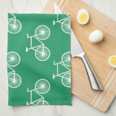 Witte Fiets, Fietspatroon; Kelly Green Theedoek (Quarter Fold)