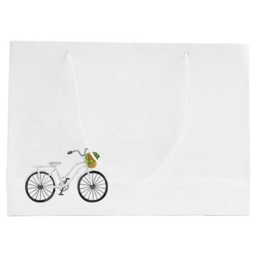 Witte Fiets Gelukkige Verjaardag Bloemmand Plezier Groot Cadeauzakje (Achterkant)