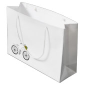 Witte Fiets Gelukkige Verjaardag Bloemmand Plezier Groot Cadeauzakje (Achterkant Gekanteld)