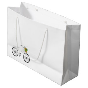 Witte Fiets Gelukkige Verjaardag Bloemmand Plezier Groot Cadeauzakje
