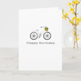 Witte Fiets Gelukkige Verjaardag NAAM Bloemmand Kaart