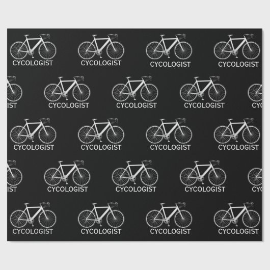 Witte fiets met Cycologistische tekst Cadeaupapier (Vlak)