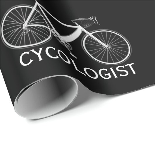 Witte fiets met Cycologistische tekst Cadeaupapier (Rol Hoek)