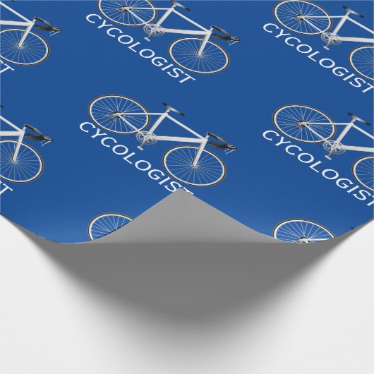 Witte fiets met Cycologistische tekst Cadeaupapier (Hoek)