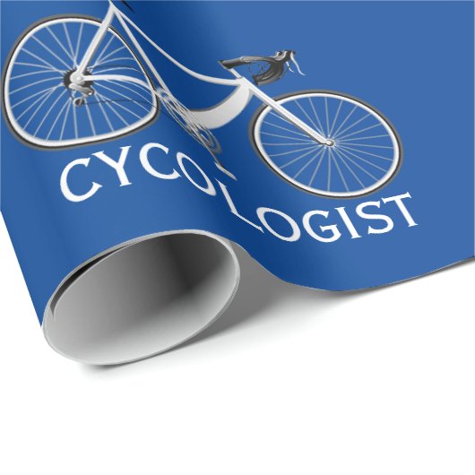 Witte fiets met Cycologistische tekst Cadeaupapier (Rol Hoek)