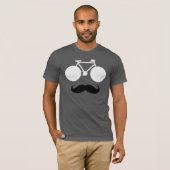 Witte fiets met snor t-shirt (Voorkant volledig)
