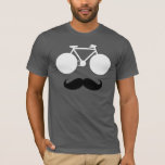 Witte fiets met snor t-shirt<br><div class="desc">Op where the eyes are the bike wheels,  with a black moustache. Fashion idea for bikers</div>