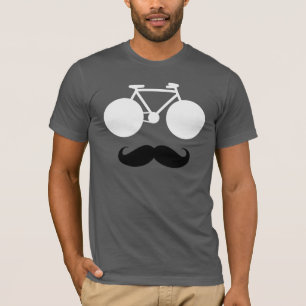 Witte fiets met snor t-shirt