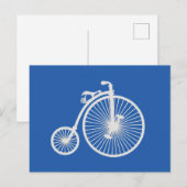 witte fiets op blauw briefkaart (Voorkant / Achterkant)