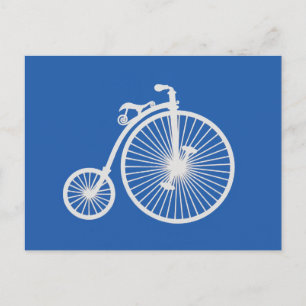witte fiets op blauw briefkaart