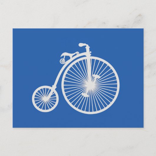 witte fiets op blauw briefkaart (Voorkant)