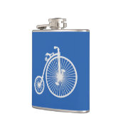 witte fiets op blauw heupfles (Links)