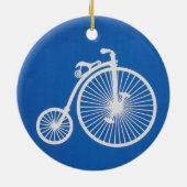  witte fiets op blauw keramisch ornament (Achterkant)