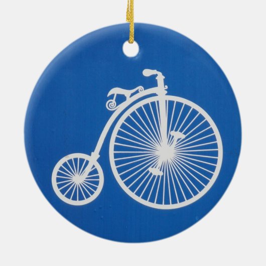  witte fiets op blauw keramisch ornament (Achterkant)