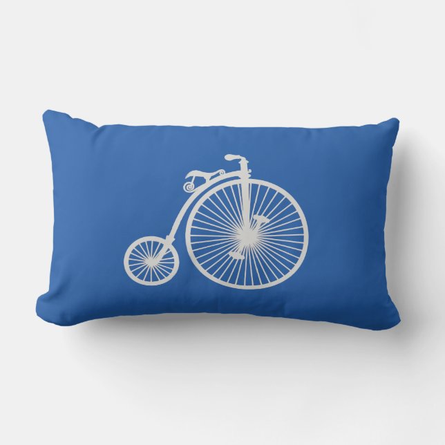  witte fiets op blauw kussen (Voorkant)