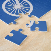  witte fiets op blauw legpuzzel (Zijkant)