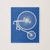  witte fiets op blauw legpuzzel (Verticaal)