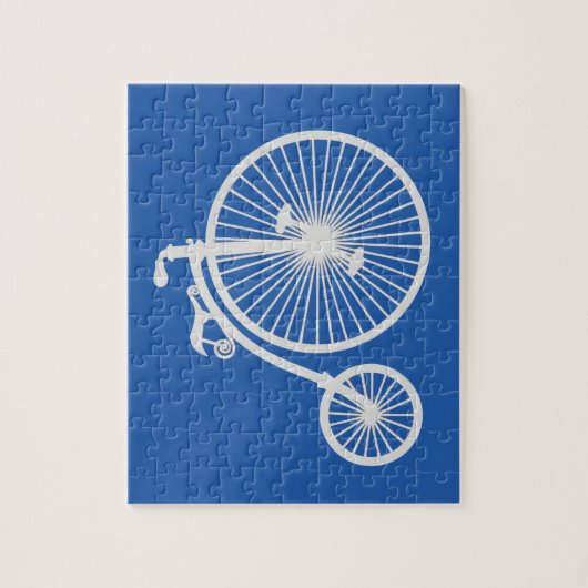  witte fiets op blauw legpuzzel (Verticaal)