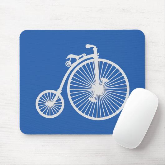  witte fiets op blauw muismat (Met muis)