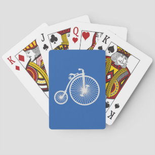  witte fiets op blauw pokerkaarten