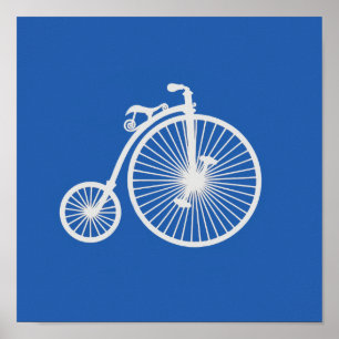  witte fiets op blauw poster