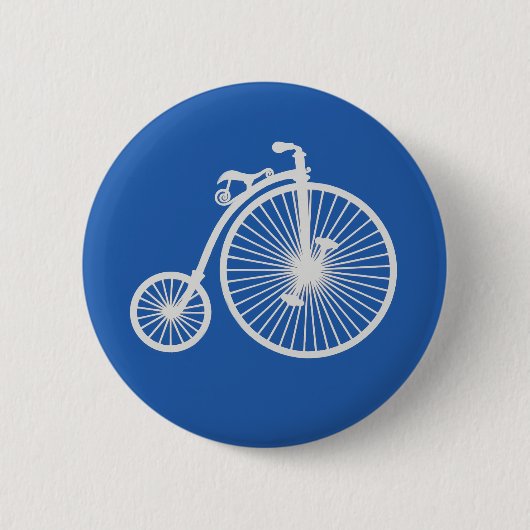 witte fiets op blauw ronde button 5,7 cm (Voorkant)