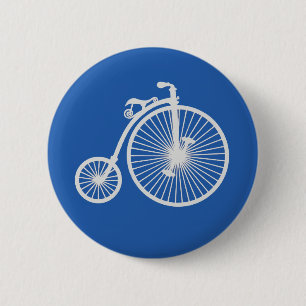  witte fiets op blauw ronde button 5,7 cm