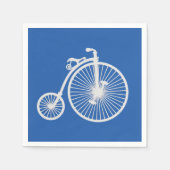  witte fiets op blauw servetten (Voorkant)