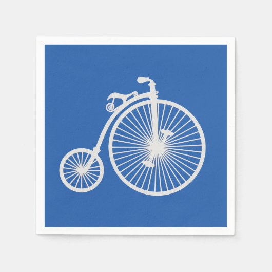  witte fiets op blauw servetten (Voorkant)