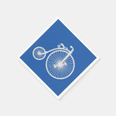  witte fiets op blauw servetten (Hoek)