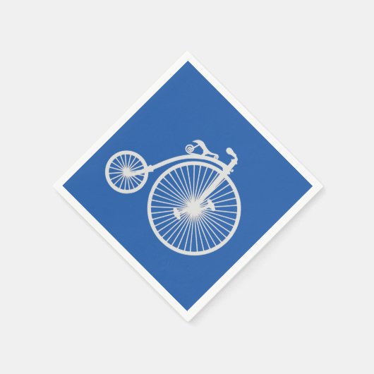  witte fiets op blauw servetten (Hoek)