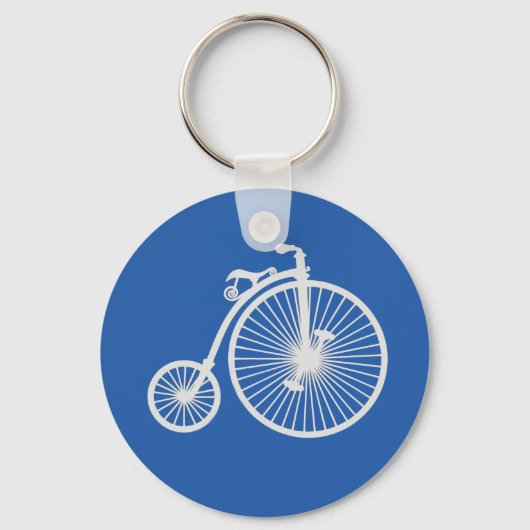  witte fiets op blauw sleutelhanger (Voorkant)