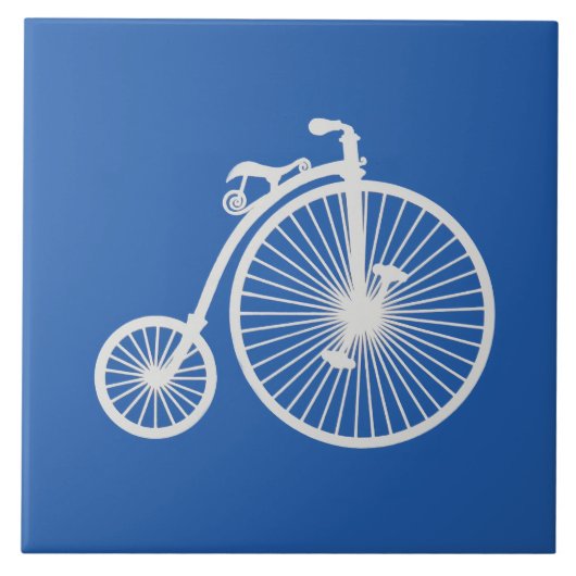 witte fiets op blauw tegeltje (Voorkant)