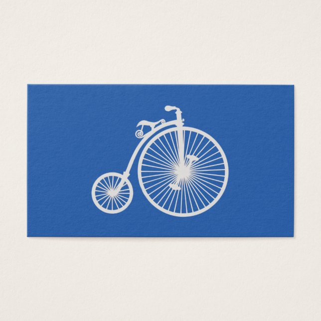  witte fiets op blauw visitekaartje (Voorkant)