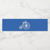  witte fiets op blauw waterfles etiket (Enkel label)