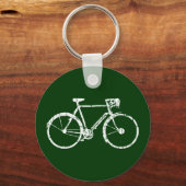 Witte fiets op groen sleutelhanger (Voorkant)