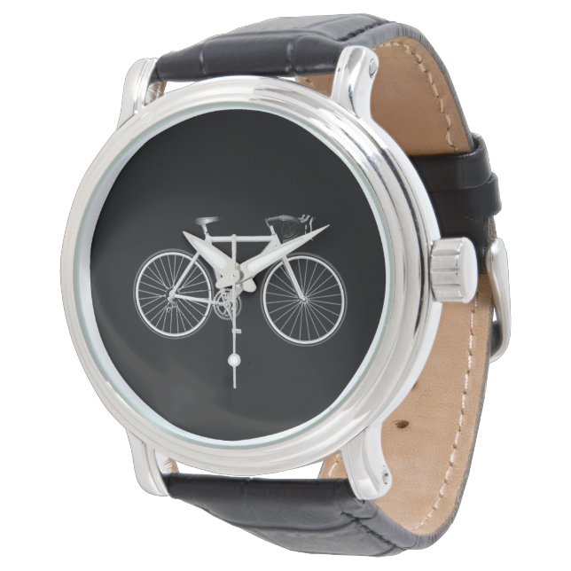 Witte fiets op zwart horloge (Gekanteld)