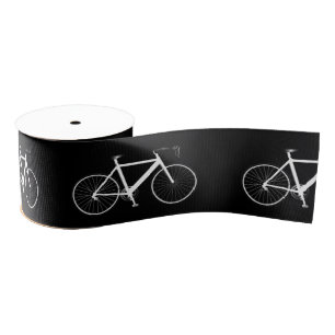 Witte fiets op zwart-wit lintje grosgrain lint