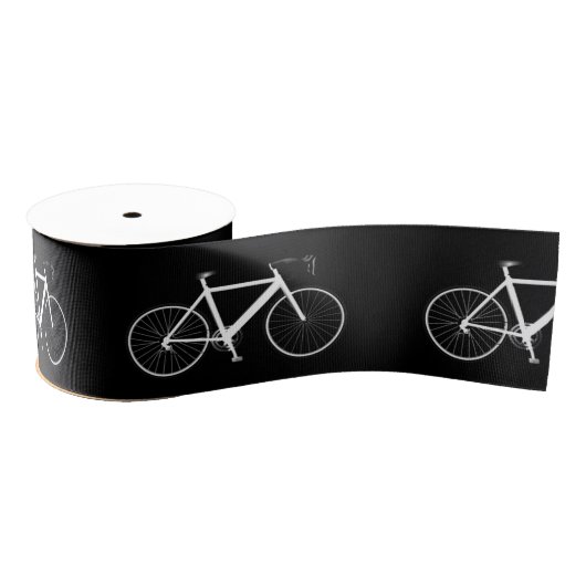 Witte fiets op zwart-wit lintje grosgrain lint (Spoel)