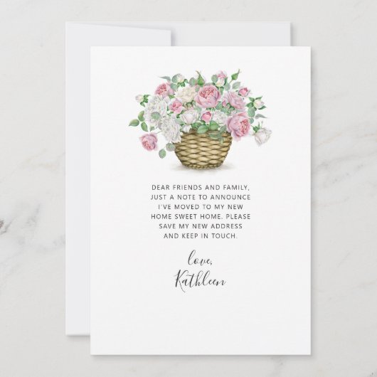 Witte Fiets Roze Bloemen Basket Bewegend Aankondiging (Achterkant)