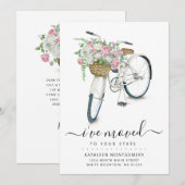 Witte Fiets Roze Bloemen Basket Bewegend Aankondiging (Voorkant / Achterkant)