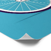Witte Fiets Roze Bloemen Blauwe achtergrond Poster (Hoek)