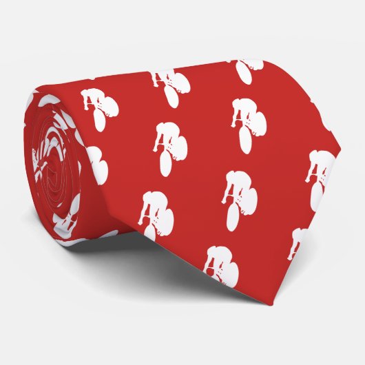 Witte fiets silhouet stropdas (Opgerold)