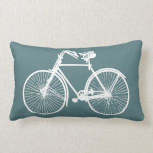witte fiets Thuiskussen Blauw groen Kussen