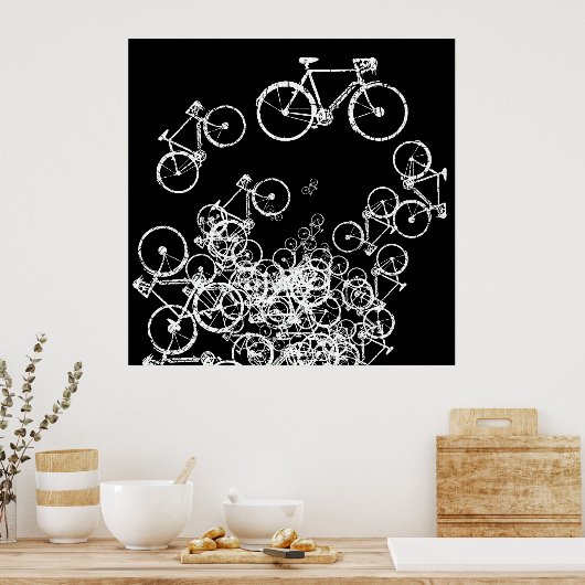 witte fietsen koel decor poster (Keuken)