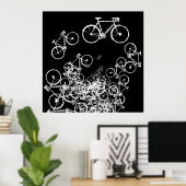 witte fietsen koel decor poster (Thuiskantoor)