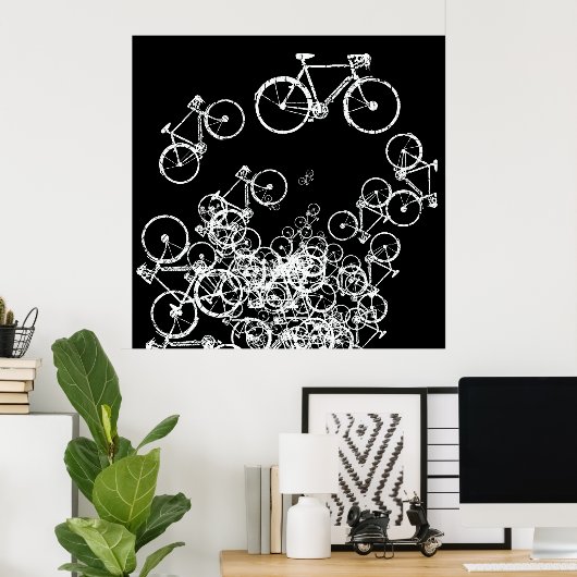 witte fietsen koel decor poster (Thuiskantoor)