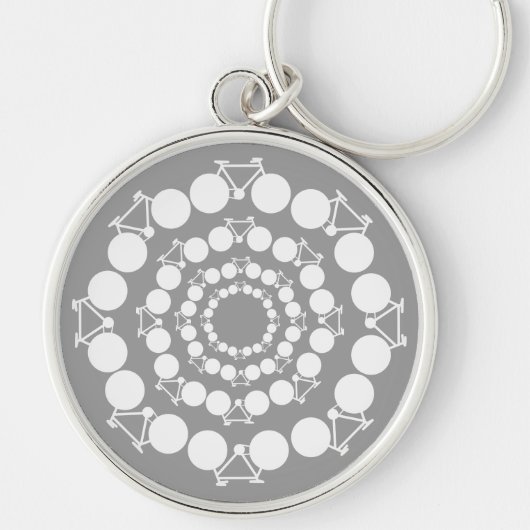 Witte fietsen Mandala Sleutelhanger (Voorkant)
