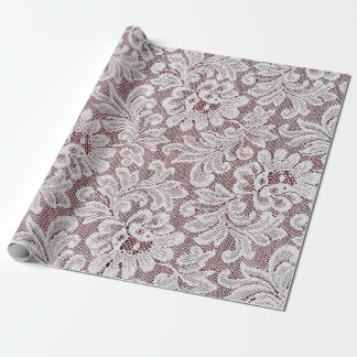 Witte, fijne elegante kant textuur met naadloze be cadeaupapier
