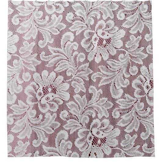 Witte, fijne elegante kant textuur met naadloze be douchegordijn (Voorkant)